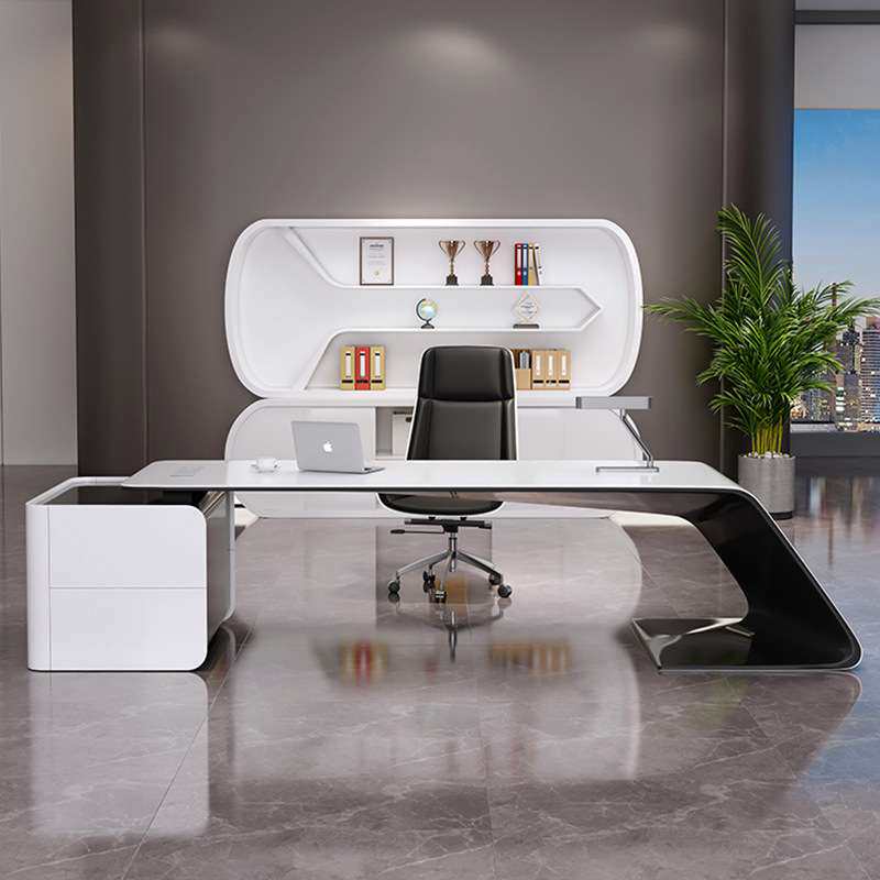 轻奢老板桌大班台简约现代时尚办公室总裁桌经理主管办公桌椅组合