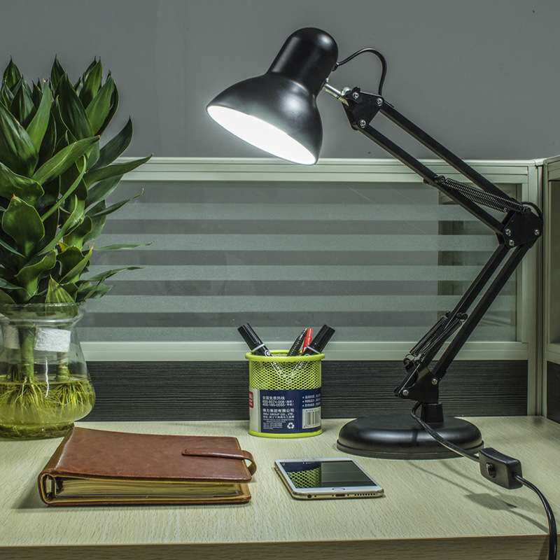 LED台灯长臂办公工作学习书桌夹子读书电脑铁艺充电台灯超长续航