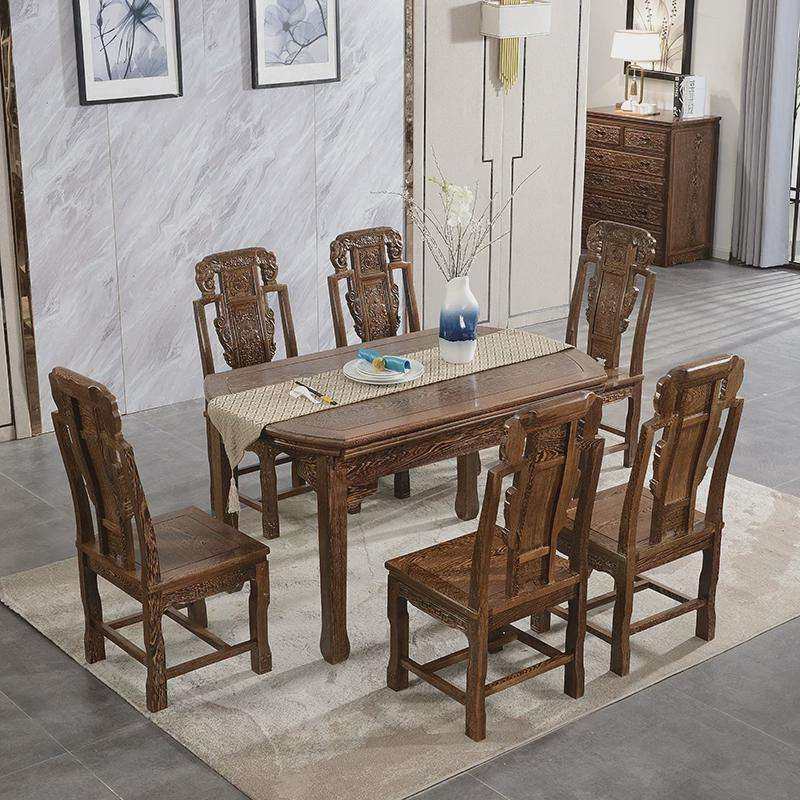 #動餐桌伸缩折叠两用圆桌新中式全实木小户型桌子非洲鸡翅木