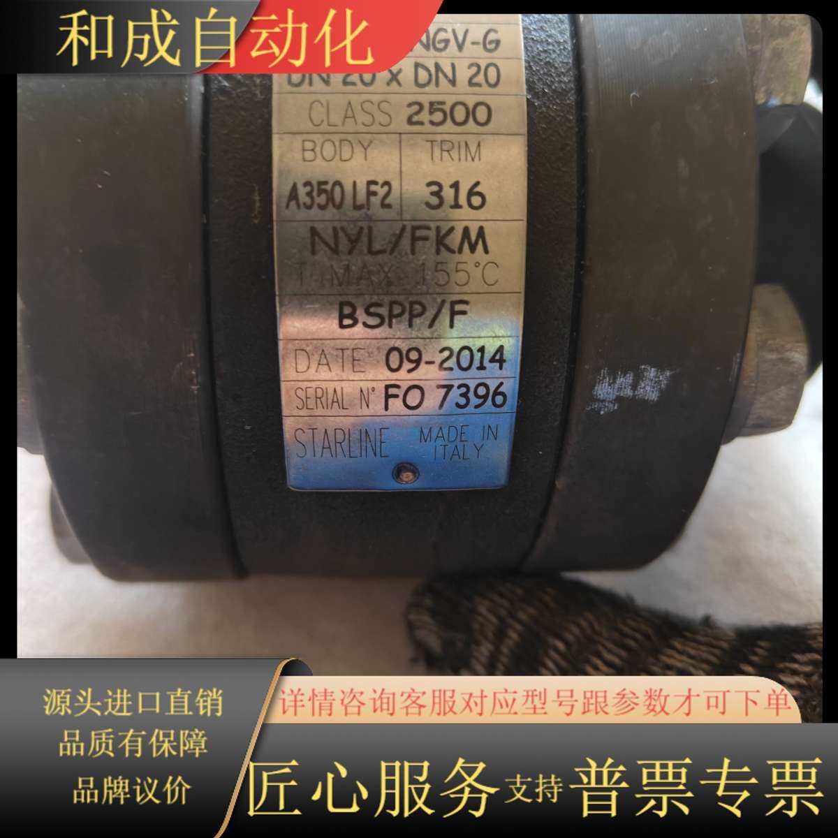 出售Starline球阀，型号165-NGV-G，尺寸D