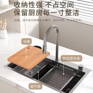 折扣价 汐航纯净水显飘雨瀑布数水槽大槽纳家米不锈钢厨房用洗