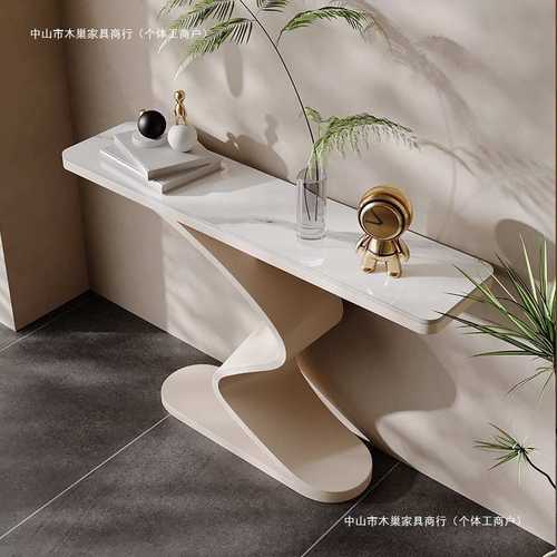 玄关桌轻奢现代端景台简约玄关台意式极简窄边桌酒店大堂靠墙条案