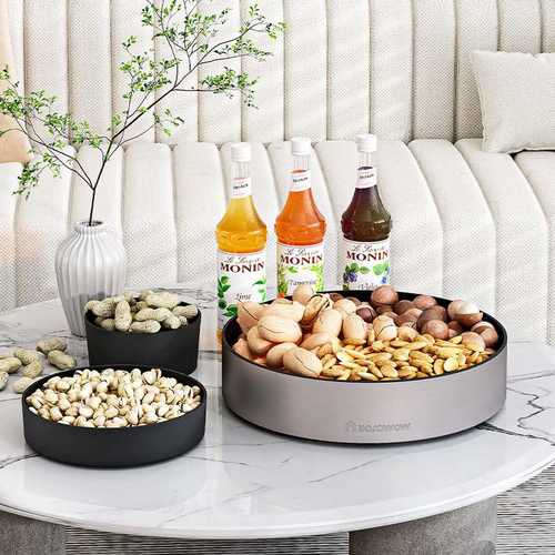 厨房不锈钢调料旋转盘分隔台面调料收纳架厨房调料盒客厅坚果托盘