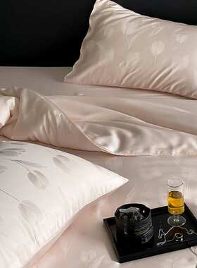 60支兰精天丝提花四件套 样板房软装奢华低调软装床上用品