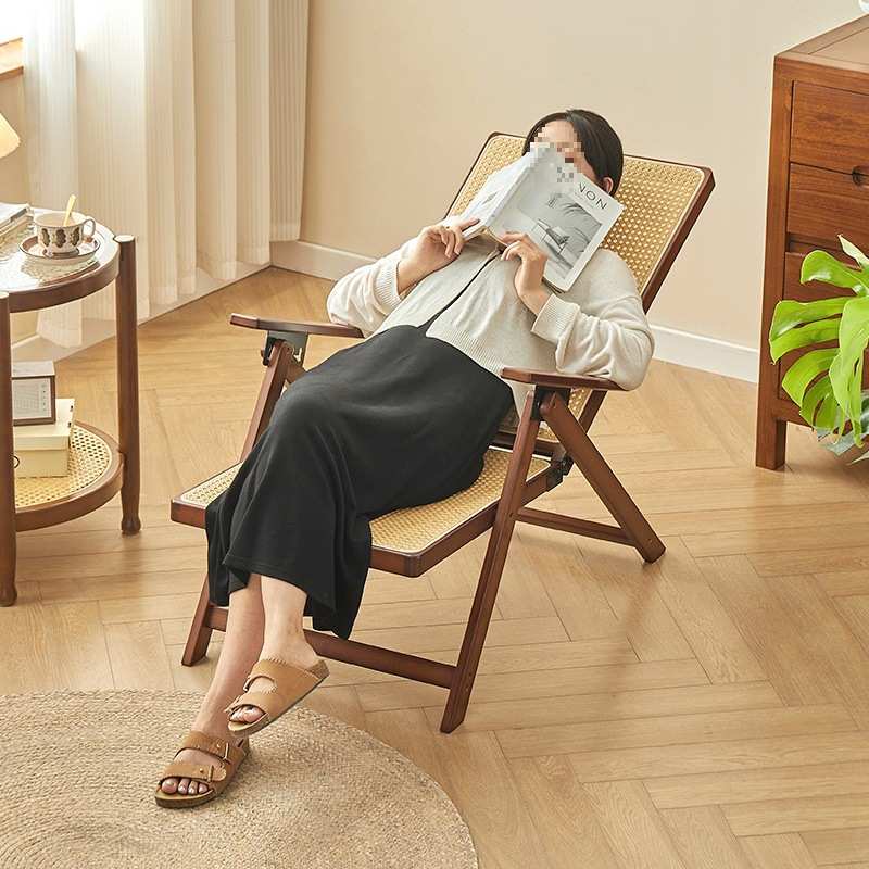 躺椅藤编折叠户外便携椅子家用午休可坐可躺阳台竹藤椅露营休