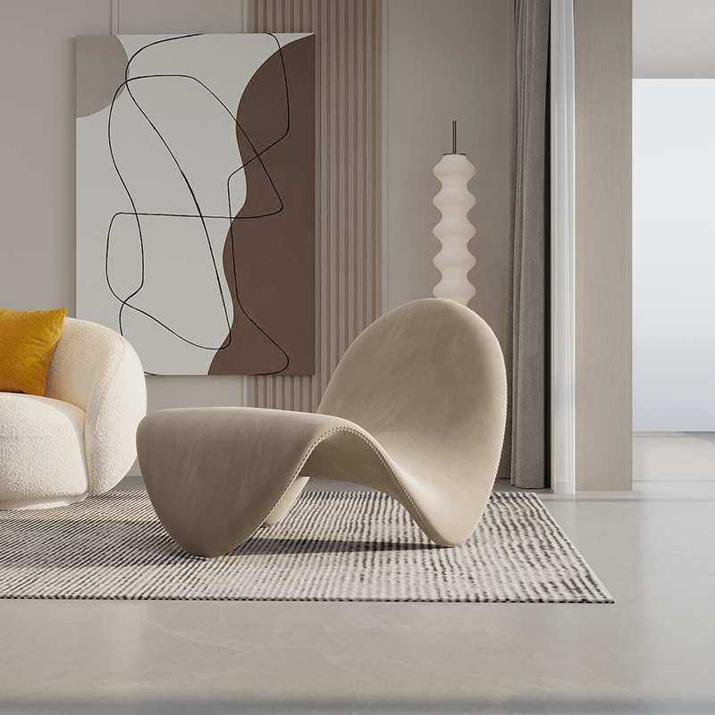 网红异形单人沙发客厅阳台个性躺卧单椅设计师创意布艺沙发舌头椅