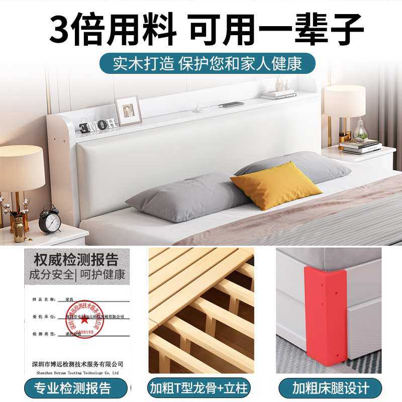 白色实木床现代简约1.5米床工厂直销双人床出租房用1.2米单人床架