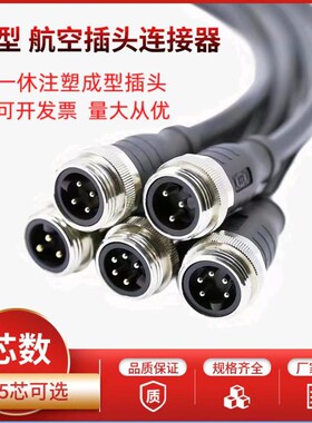 M22连接器7/8航空插头带线一体注塑成型防水公母对接3芯4芯5芯P