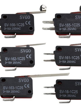 微动开关SV-16/162/165/166-1C2自复位银触点3脚机械小型行程限位