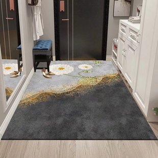 轻奢地垫入户门垫进门家用玄关脚垫防滑垫门口水晶绒吸水几何地毯