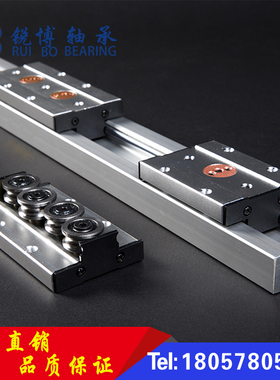 银白色内置双轴心直线导轨 滑块滑台SGR15 20 25 35滚轮滑轨铝