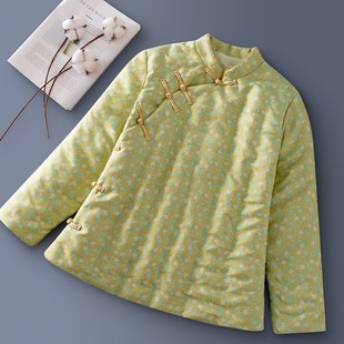 女棉花中式盘扣手工棉袄 复古中国风棉衣女士斜襟保暖上衣冬季