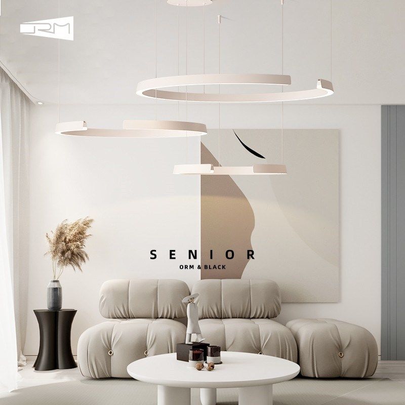 ORM智护眼 客厅吊灯现代简约大气轻奢主灯白色圆环奶油风餐厅灯具,家装灯饰光源,护眼吊灯,淘宝优惠券,粉丝福利购,淘宝优惠卷