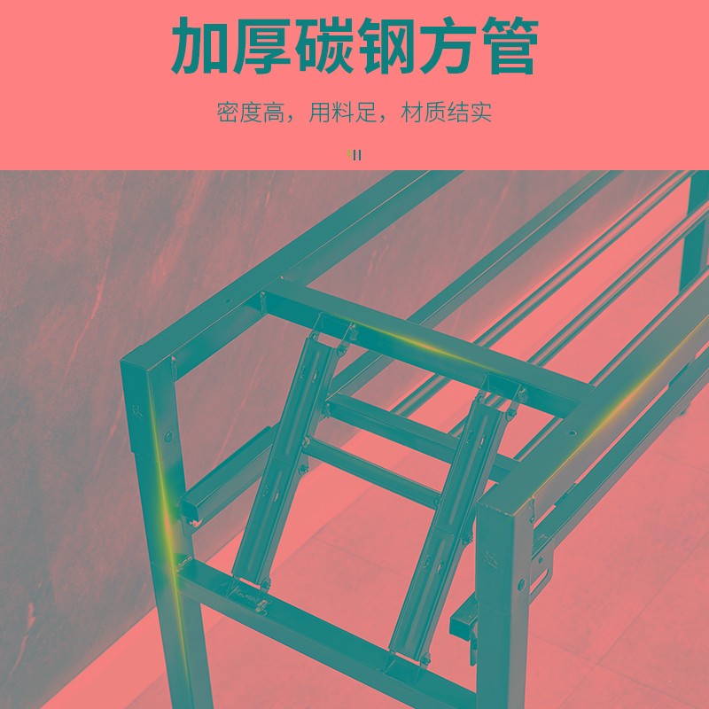折叠桌架子百世桌腿餐厅金属双层支架折叠置物架花架弹簧特价包邮