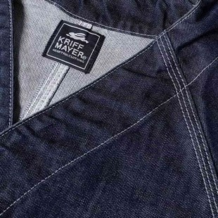 日系复古宽松重磅牛仔夹克日式道袍开衫外套潮牌接头上衣