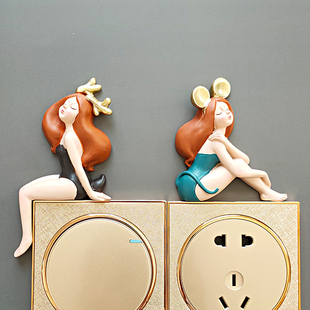 小萝莉欧式别墅墙贴灯开关装饰贴四开三联插座美化遮挡开关贴套装