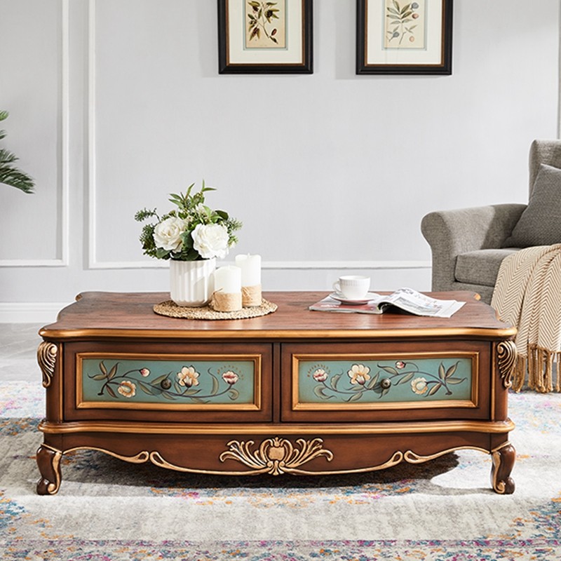 欧式茶几实木手绘电视柜美式彩绘客厅复古雕花长方形1.3家俱整装,住宅家具,茶几,淘宝优惠券,粉丝福利购,淘宝优惠卷