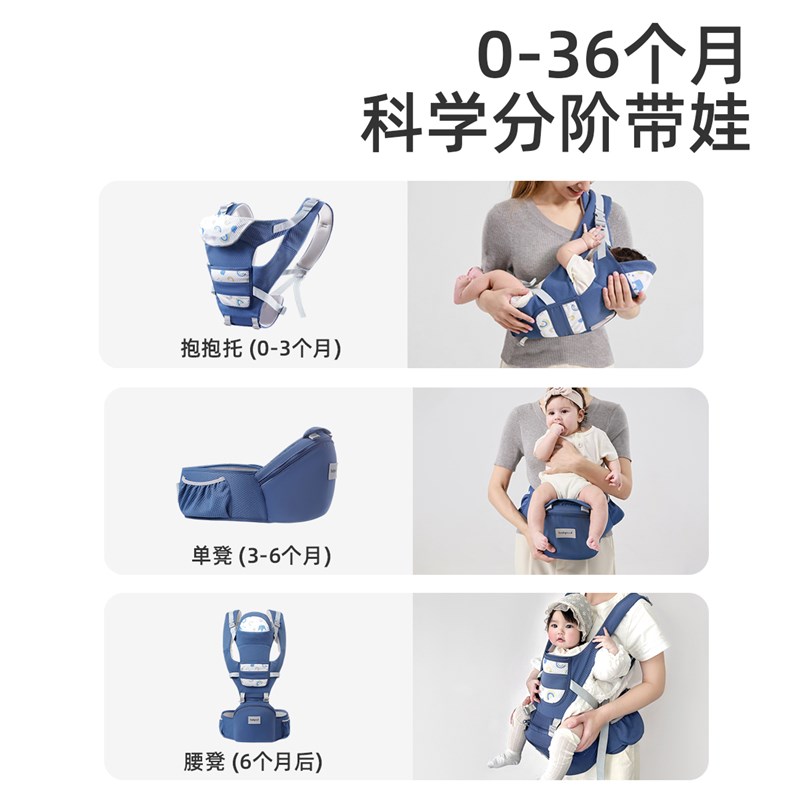 婴儿背带腰凳二合一轻便透气四季宝宝外出用坐凳新生抱娃神器护腰