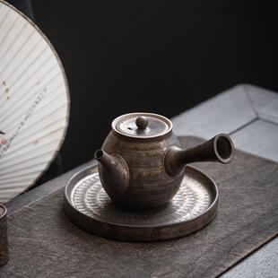 家用陶瓷手工把壶泡茶壶 单壶瓷壶滤 具鎏金鎏金釉侧复古侧茶过网