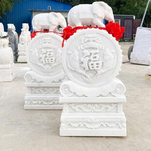 石雕门墩抱鼓石一对汉白玉象青石招财貔貅门鼓石狮子门墩家用摆件