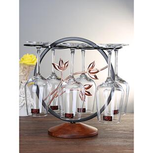 欧式实木红酒架摆件创意家用高脚杯架子悬挂倒挂红酒杯架葡萄装饰