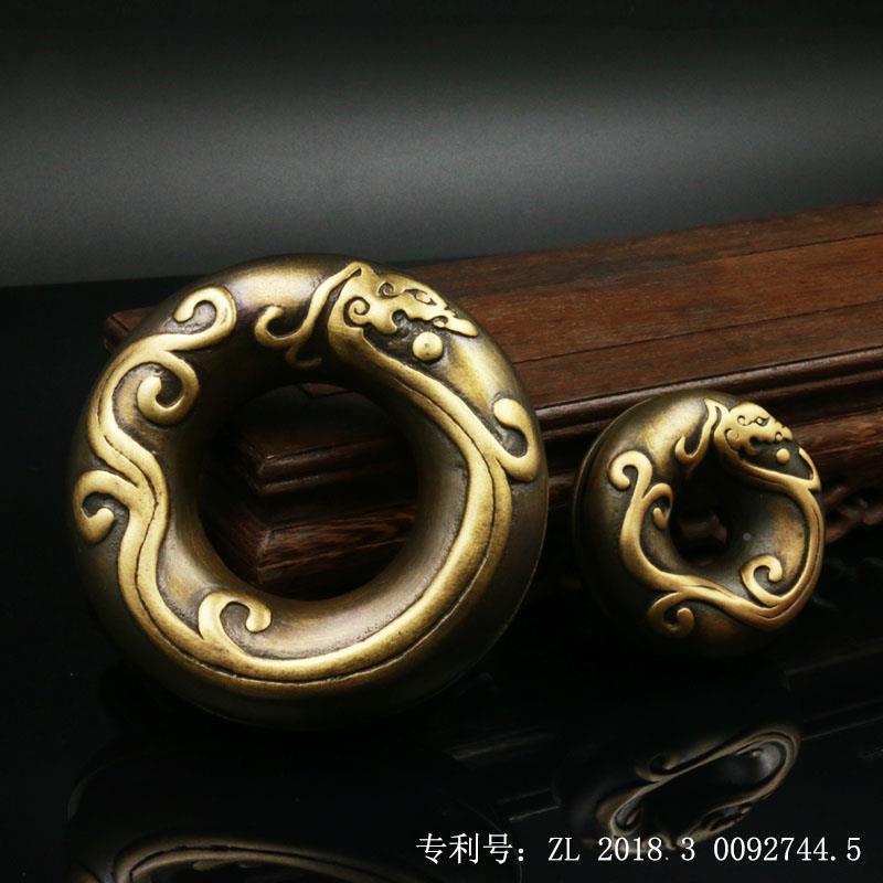 龙纹虎撑铜纯虎撑医铃串铃送间乡医郎中用铜药铃虎叉把玩收藏中医