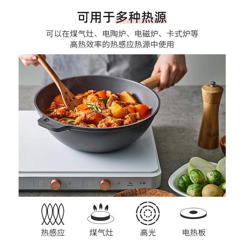 韩国Bo系列炒D不r.HOWS锅Bo系列平底粘锅磁炒菜锅煎炸锅家用锅具