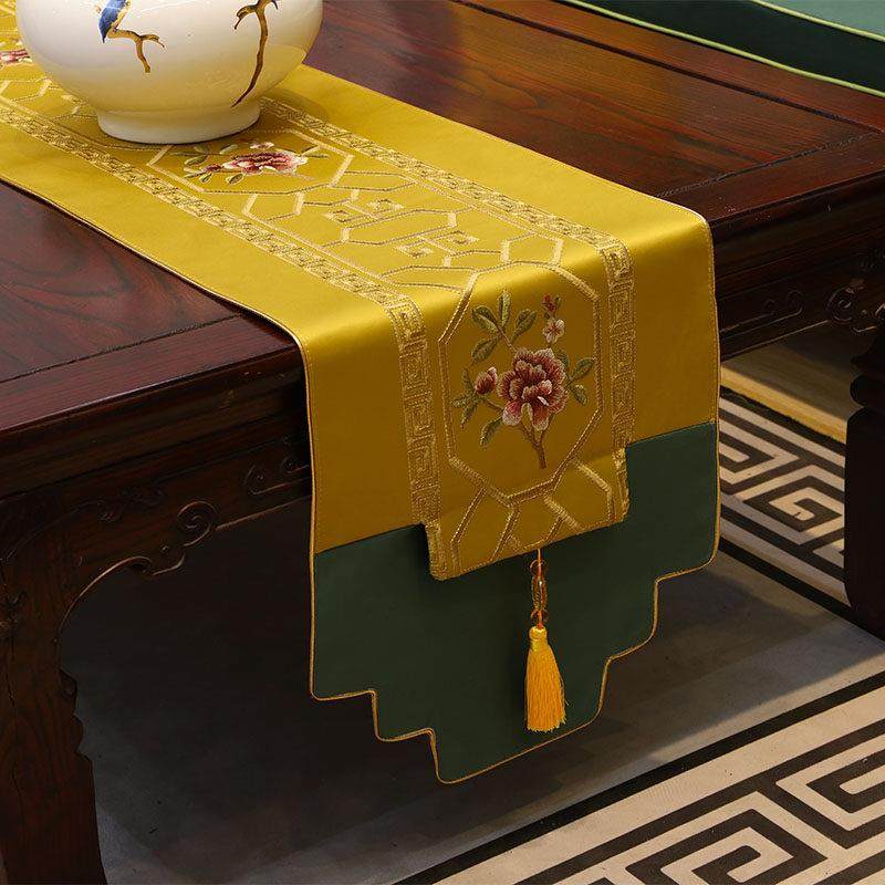 新中式桌旗刺绣禅意古典中国风客厅餐桌茶几玄关电视柜盖布定制