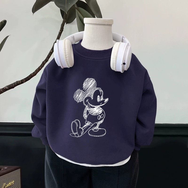 儿童卫衣2025新款卡通米奇秋冬季保暖加绒卫衣男童圆领长袖上衣