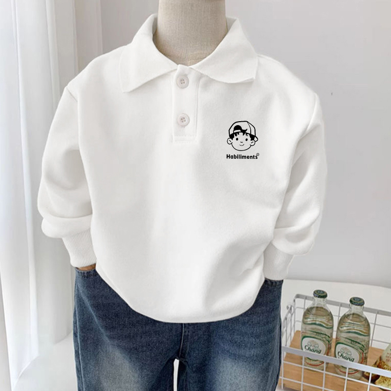 男童长袖POLO衫白色纯棉春秋2025新款简约男宝内搭儿童打底衫童装