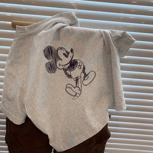 2026春夏季儿童卡通米奇短袖T恤宽松百搭打底衫男童女童纯棉上衣