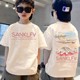潮款 100%纯棉童装 儿童中大童男孩上衣半袖 亲子装 男童t恤短袖 夏季