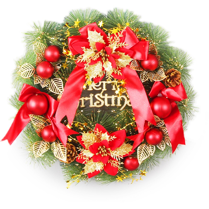 圣诞花环装饰品门挂圣诞节橱窗场景布置发光藤条门饰创意30cm50