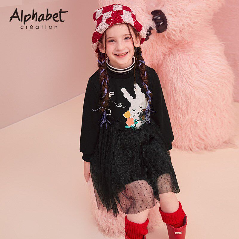 女童加绒加厚连衣裙秋冬新款中大儿童装长袖卫衣裙子公主纱裙