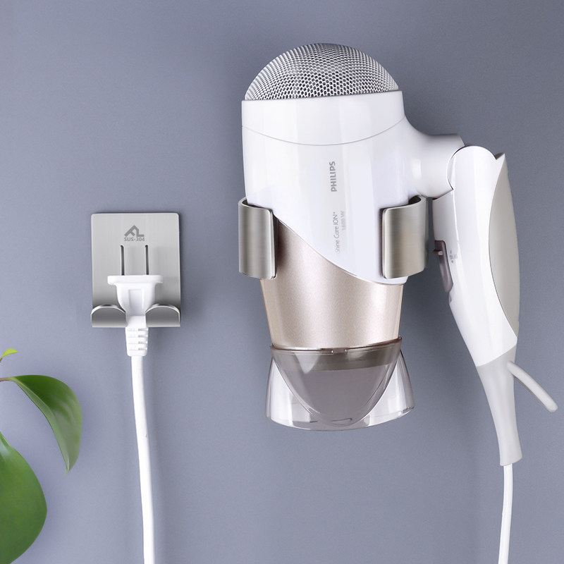 不锈钢吹风机架免打孔家用卫生间挂架浴室吹风机置物架电吹风筒架