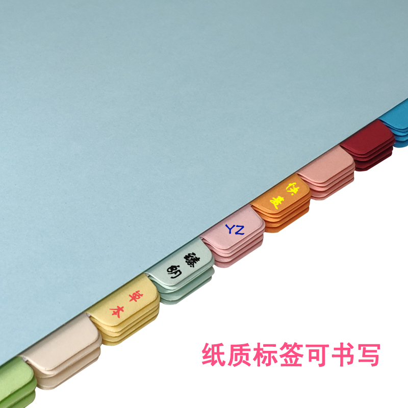 纸质分类纸生物标签页分页彩色卡纸A4纸归类隔页纸索引纸12页分隔