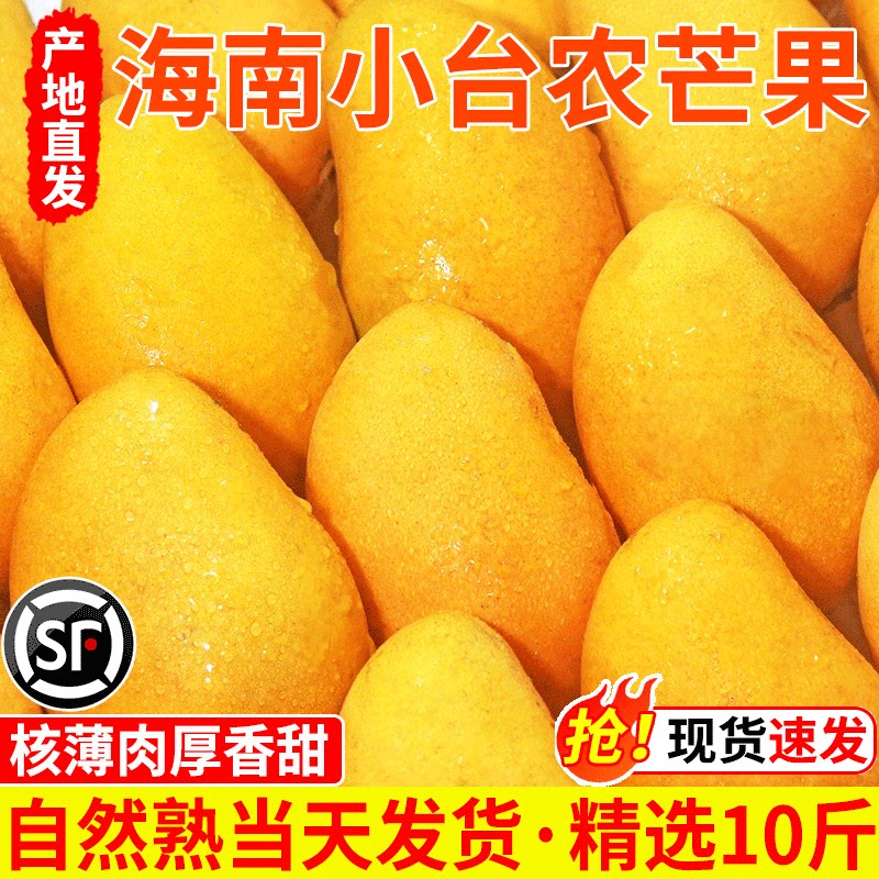 海南小台农芒果10斤新鲜小台芒当季特产水果现摘芒果大果整箱包邮图片