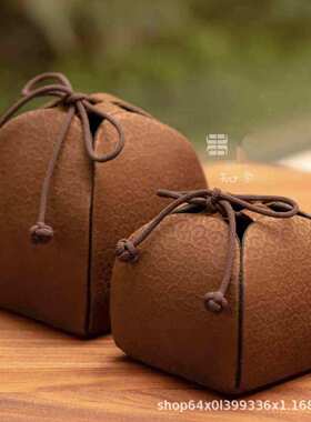 知舍手工香云纱编织格纹惜福袋系列手工缝制茶壶袋茶杯袋一件代发