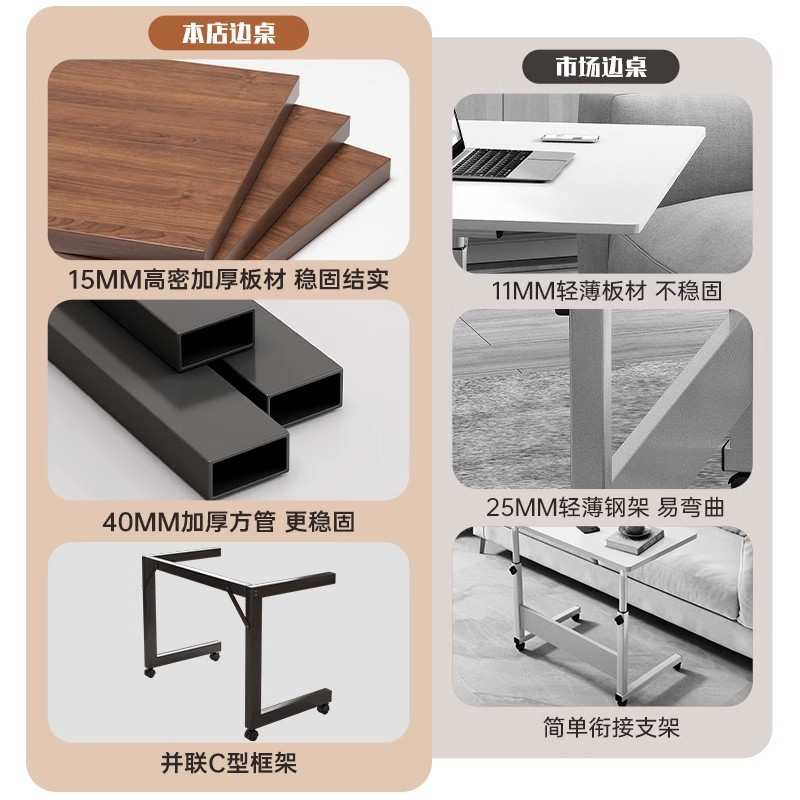 可移动电脑桌卧室床边桌小户型笔记本工作台家用书桌学习写字桌子