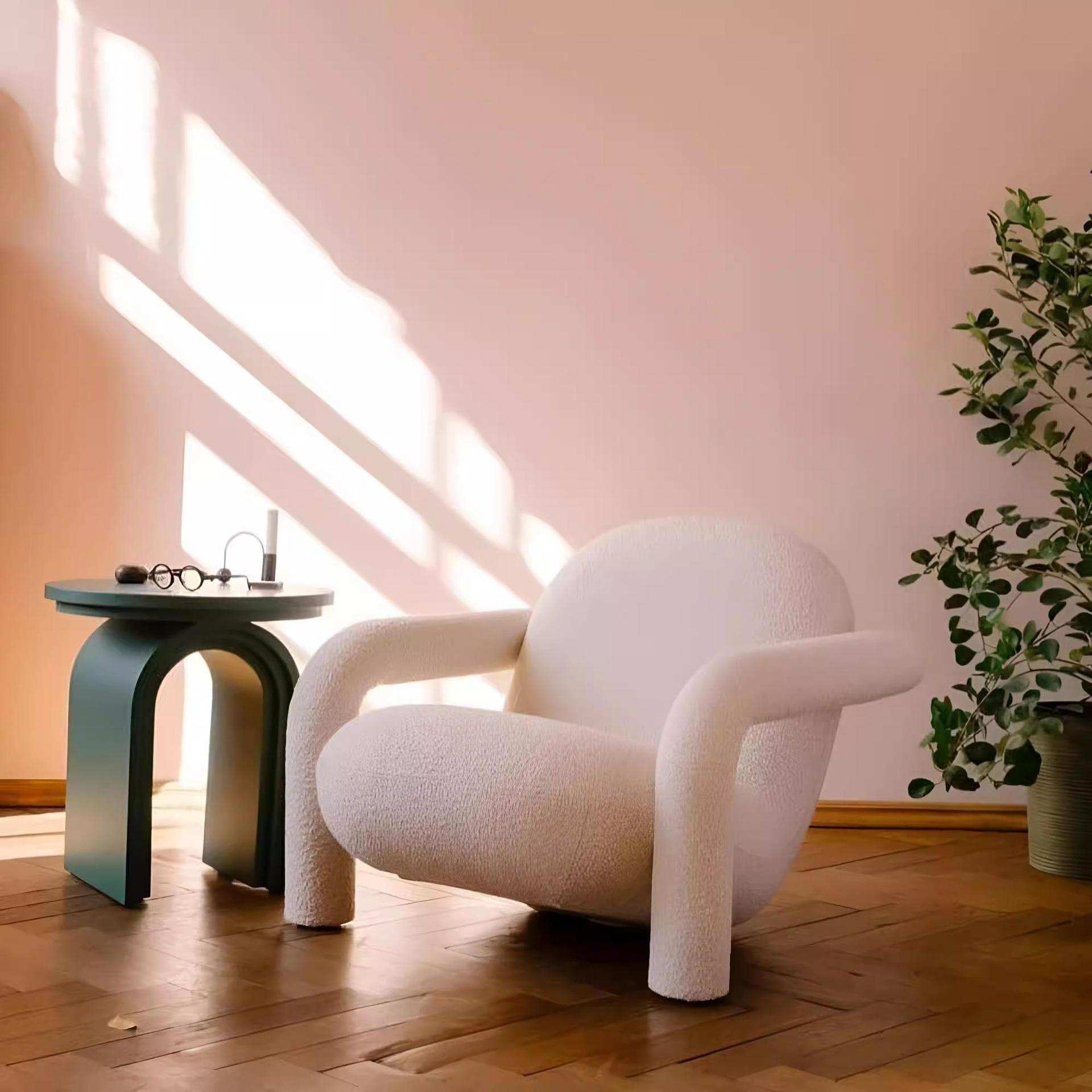 多巴胺极简奶油风单椅客厅卧室阳台扶手椅北欧中古设计师休闲沙发