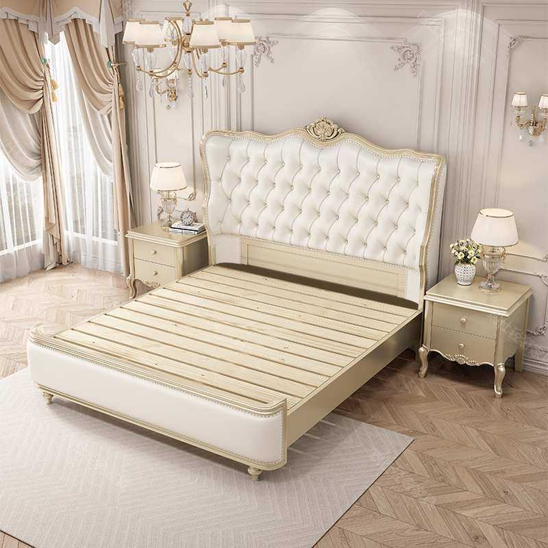 A6T美式轻奢软靠主卧床2x2.2米双人大床法式实木1.8米储物公