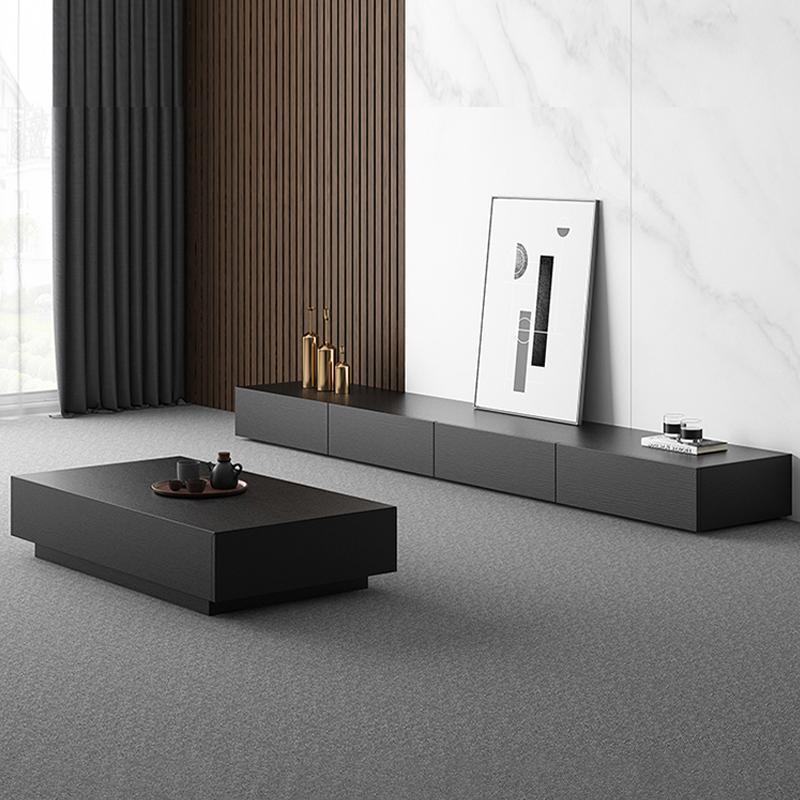 意式轻奢极简岩板电视柜黑色现代简约小户型客厅茶几电视柜子组合