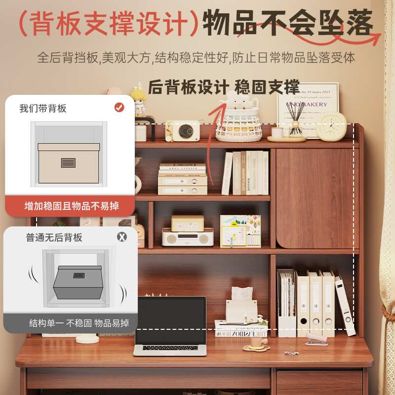 翔沛电脑桌书桌书架一体书柜家用小户型卧室学生成人学习写字台