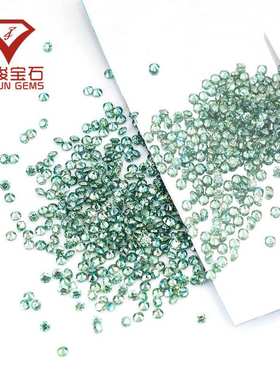 莫桑裸石蓝绿色小圆形八心八箭 0.7mm-3.0mm厘石1ct莫桑石