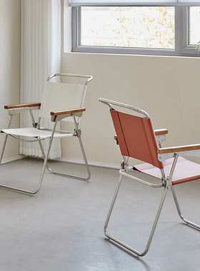 TY2439#北欧复古餐椅家用现代简约不锈钢马鞍皮折叠靠背椅网红办