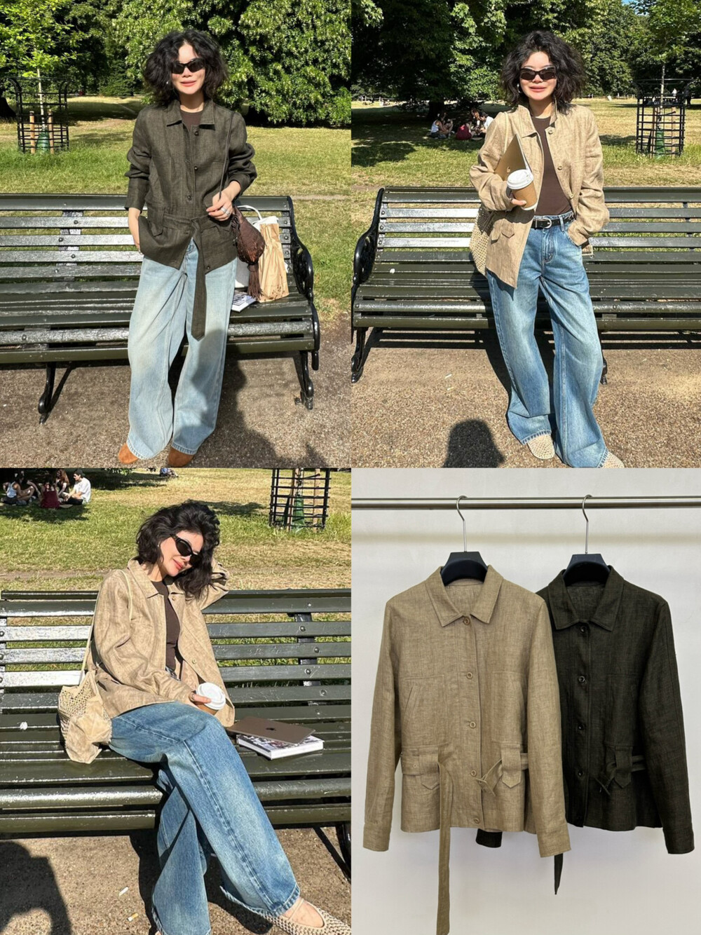 【ONIVINTAGE欧尼】经典老钱亚麻立领外套衬衫(配腰带)  7336