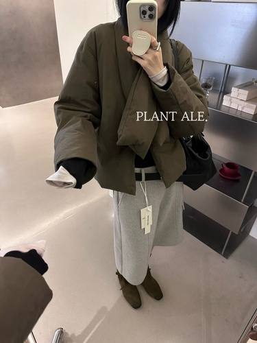 Plant Ale~冬季新款宽松显瘦韩系可拆卸围巾鹅绒服