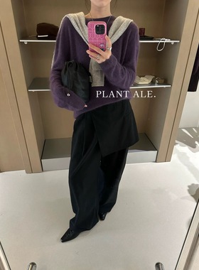 PLANT ALE天丝棉屁帘设计休闲裤女高腰裤子老钱风假两件阔腿裤秋