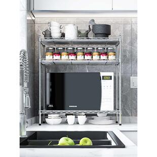 家庭厨房不锈钢304小架子3层微波炉组织者碗和盘子存储存储台面架