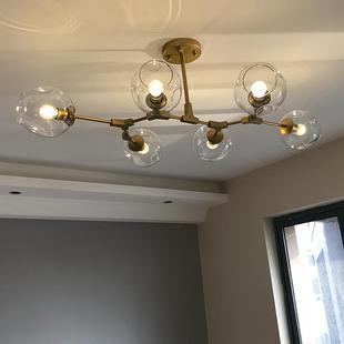 工业风简约现代餐厅灯具 北欧简约分子吊灯大气魔豆家用创意个性
